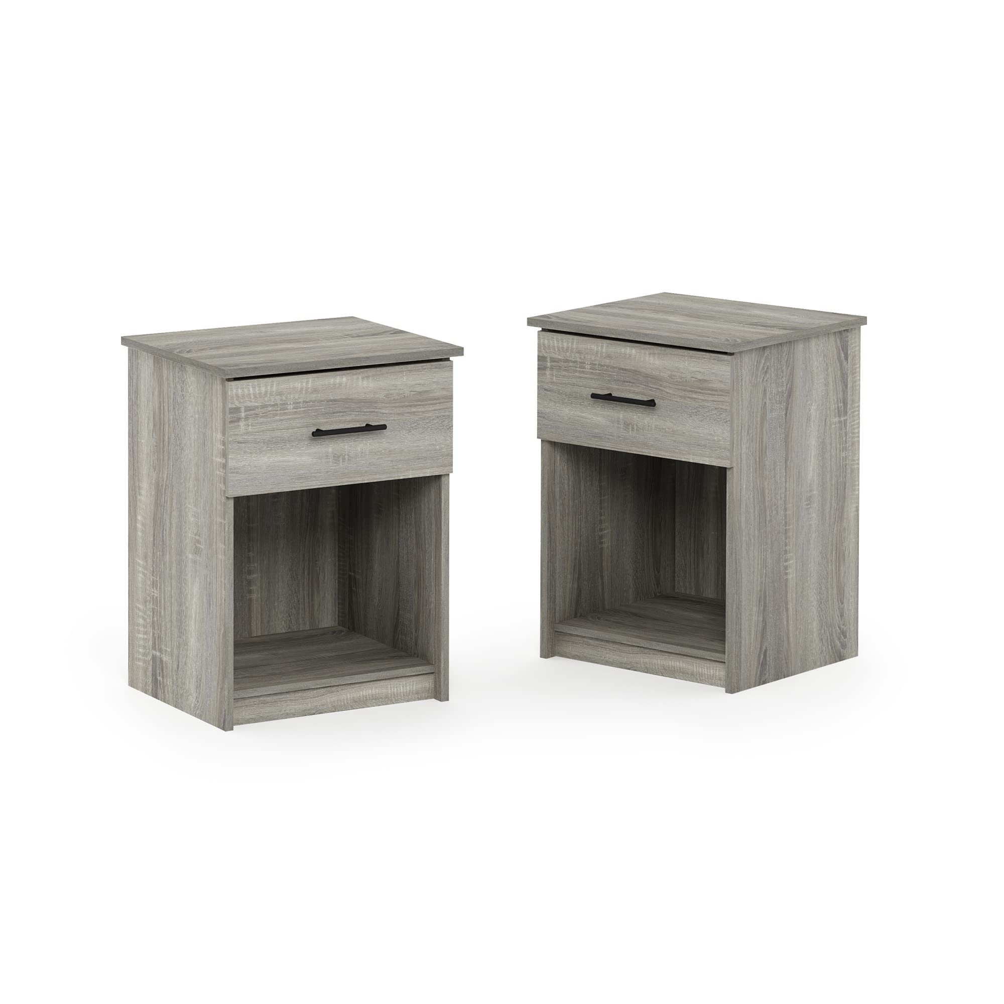 Furinno Tidur Nightstand, 2-Pack, French Oak Grey